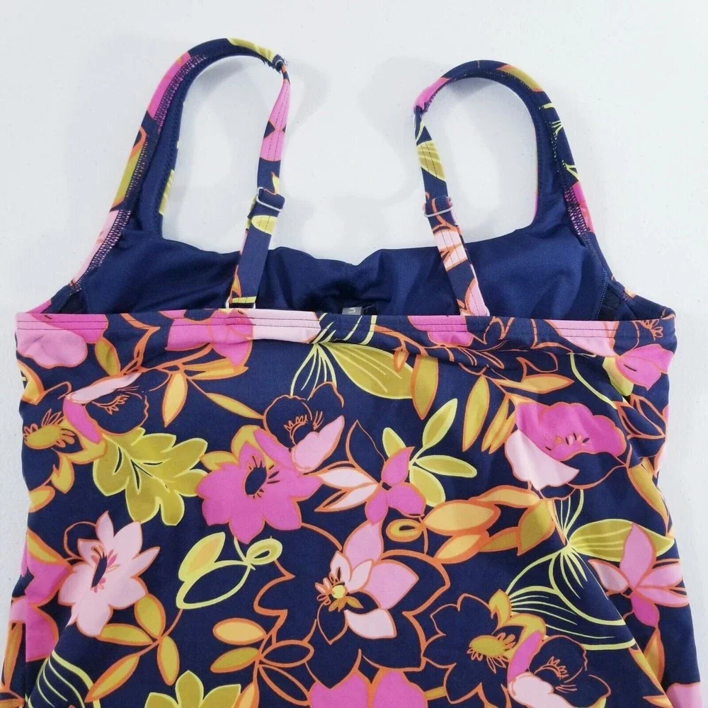 Lands End Floral Tankini Top Women Size 4
